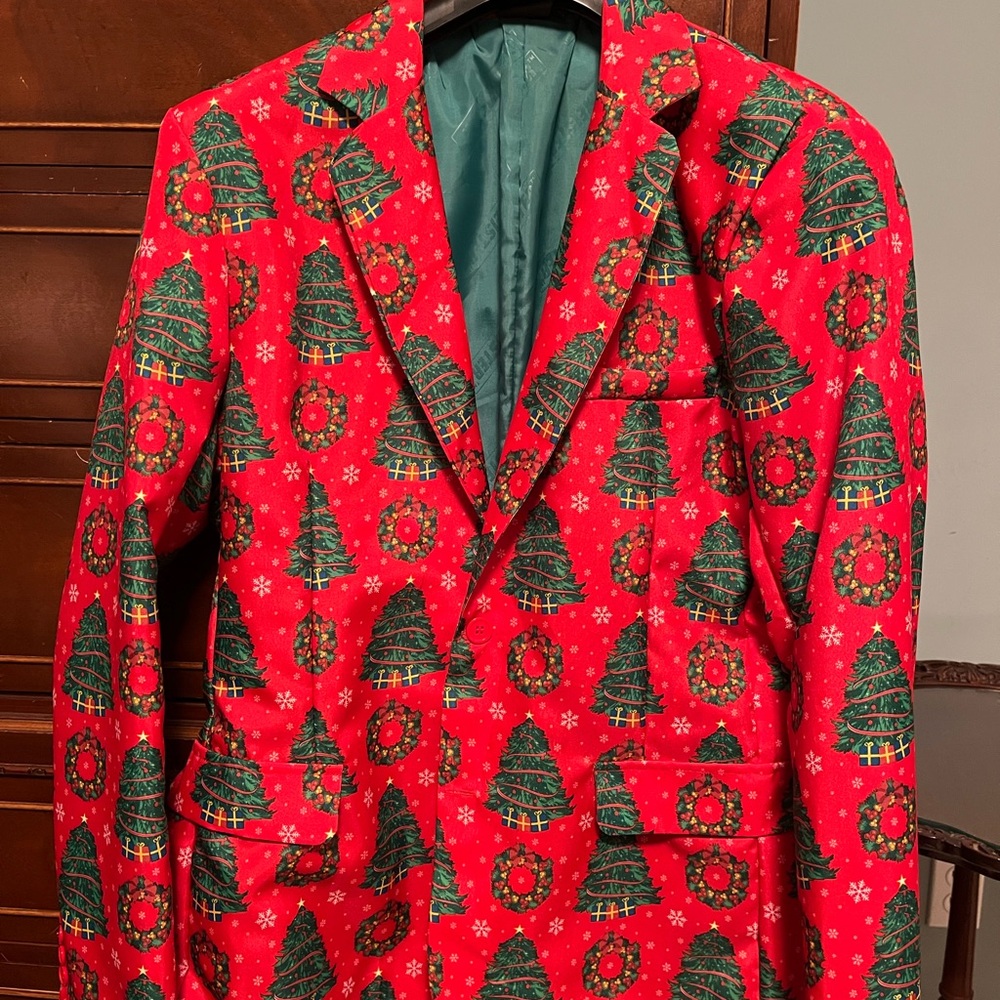 Festive Red Christmas Tree Blazer - Picture 1 of 5